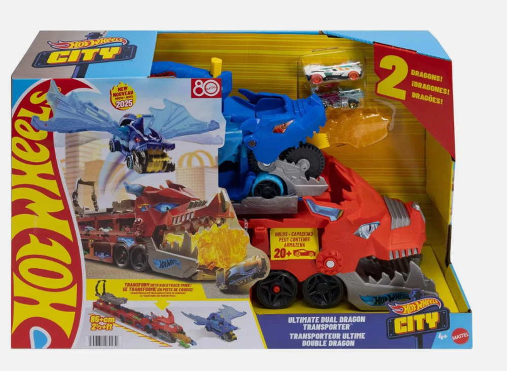 Hot Wheels City Ultimate Dragon Hauler Toy Vehicle Playset - 4pk NWT